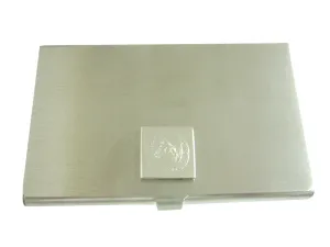 Silver Toned Etched Horse and Horse Shoe Business Card Holder