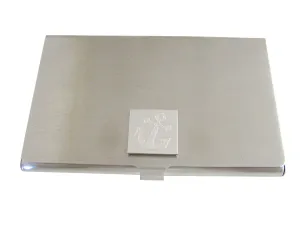 Silver Toned Etched Leaning Nautical Anchor Business Card holder
