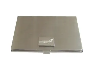 Silver Toned Etched Left Facing Whale Business Card Holder