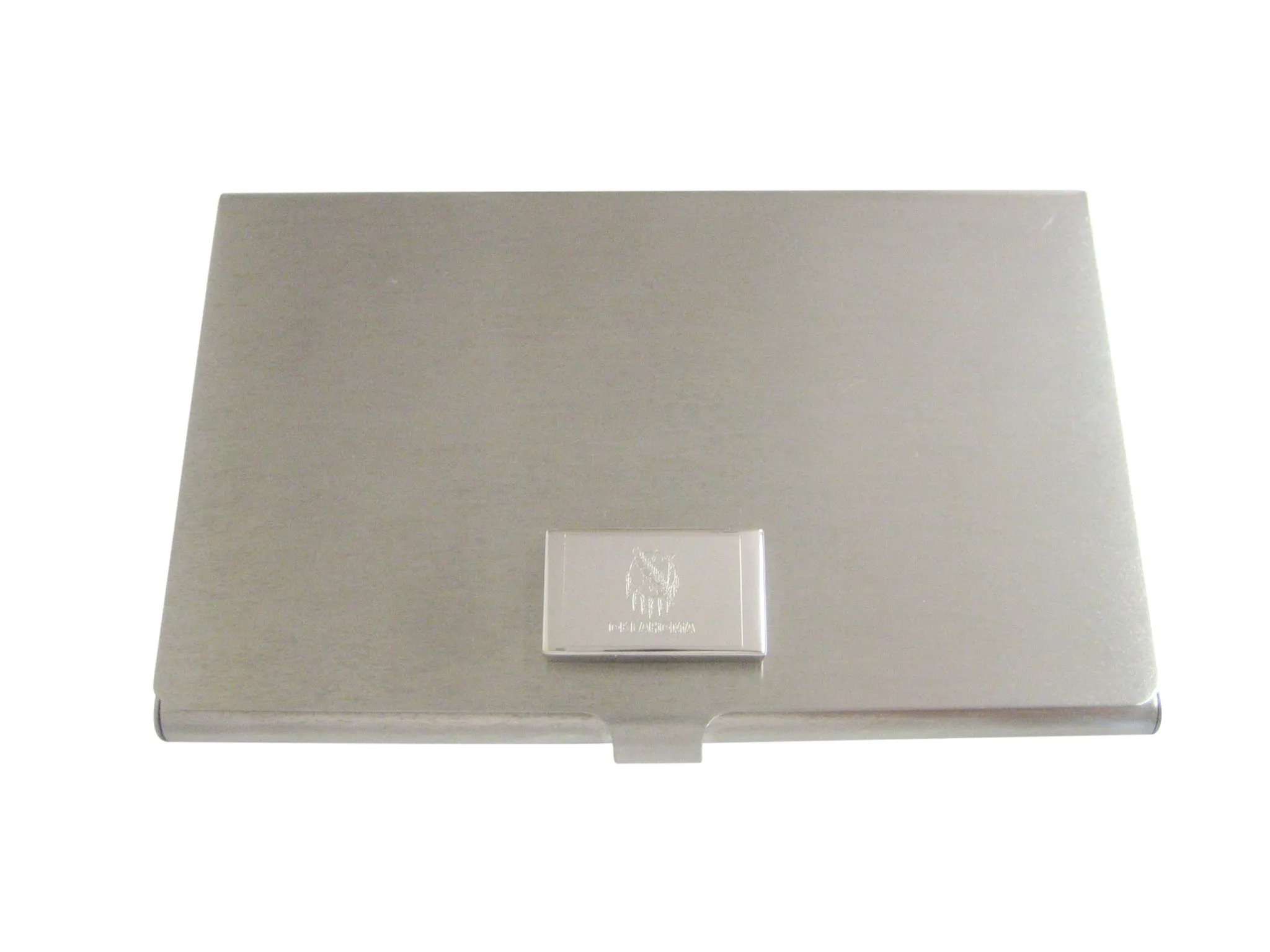 Silver Toned Etched Oklahoma State Flag Business Card Holder