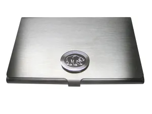 Silver Toned Etched Oval Bear Business Card Holder