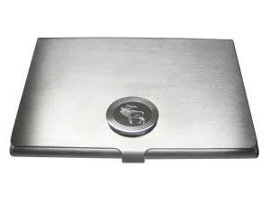 Silver Toned Etched Oval Elk Business Card Holder