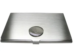 Silver Toned Etched Oval Greek Letter Delta Business Card Holder
