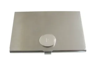 Silver Toned Etched Oval Letter F Monogram Business Card Holder