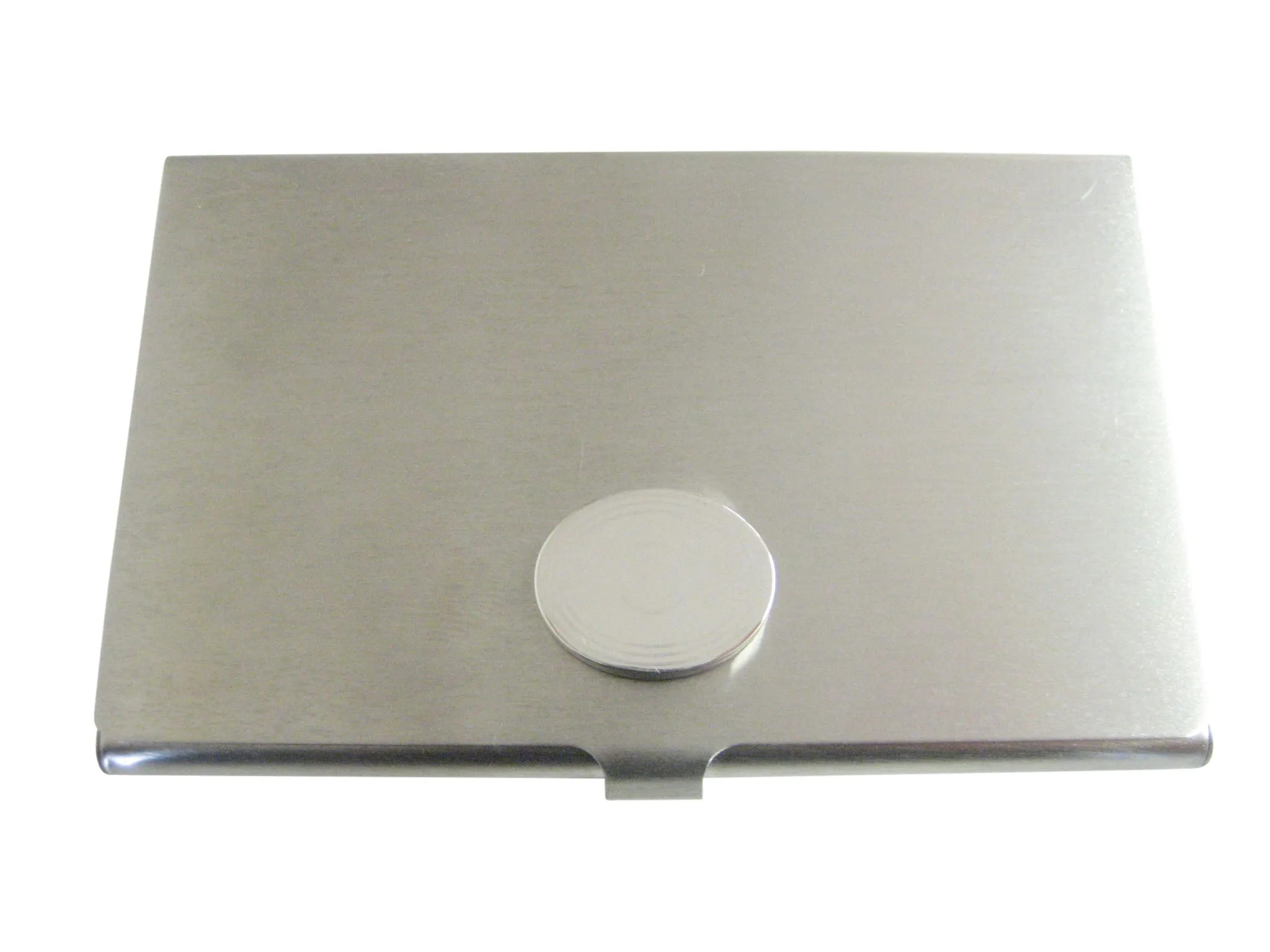 Silver Toned Etched Oval Letter O Monogram Business Card Holder