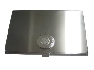 Silver Toned Etched Oval Paramedic Star of Life Symbol Business Card Holder
