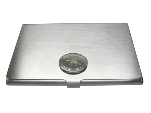 Silver Toned Etched Oval Side Facing Spider Business Card Holder