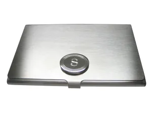 Silver Toned Etched Oval U.S. Dollar Sign Pendant Business Card Holder