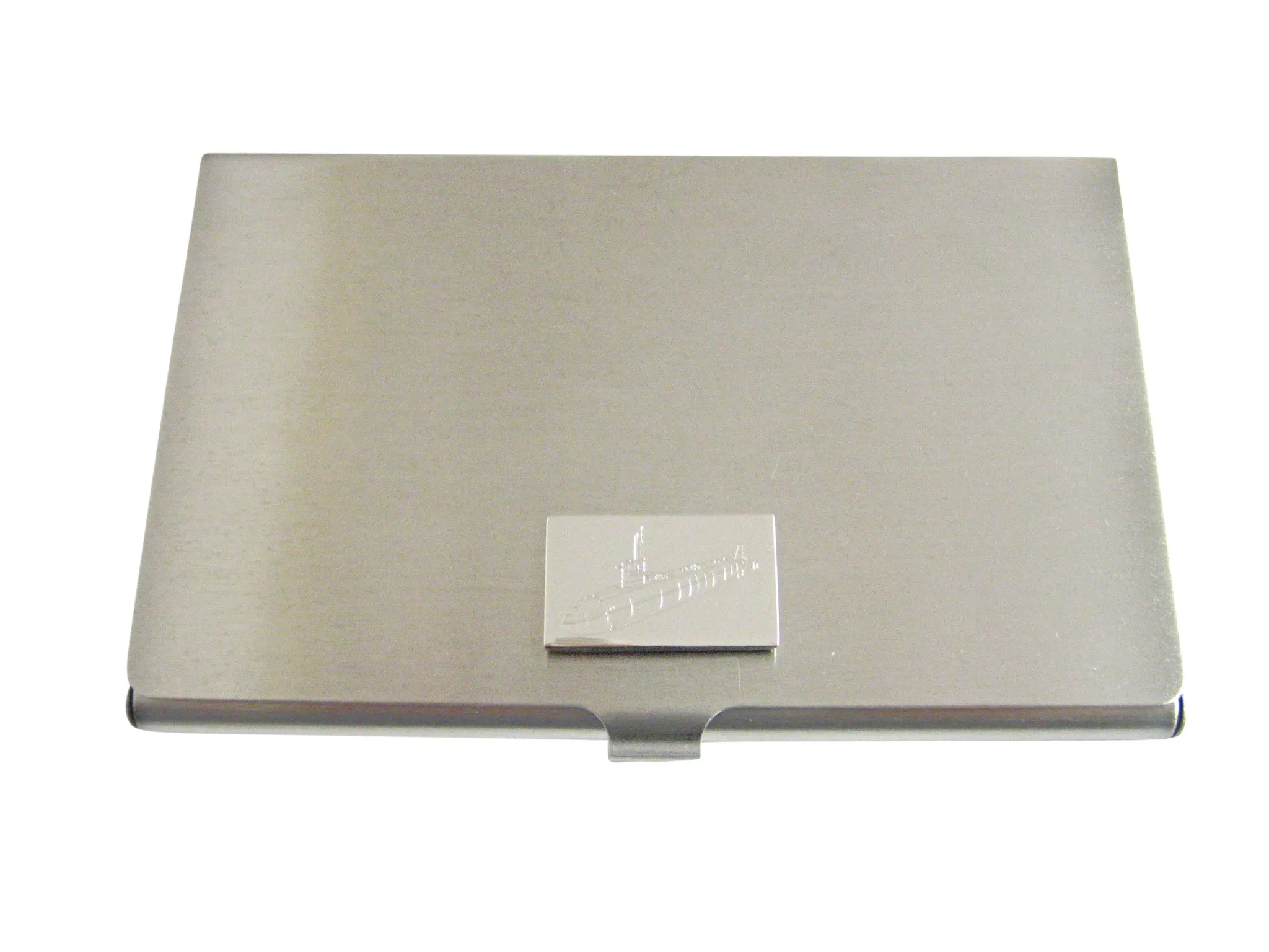 Silver Toned Etched Standing Owl Business Card Holder