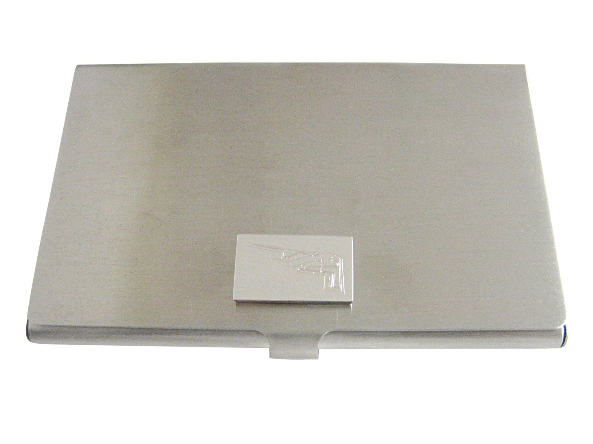 Silver Toned Etched Stealth Bomber Plane Business Card Holder