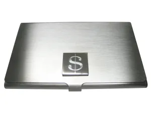 Silver Toned Etched U.S. Dollar Sign Pendant Business Card Holder