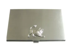 Silver Toned Lion Pendant Business Card Holder