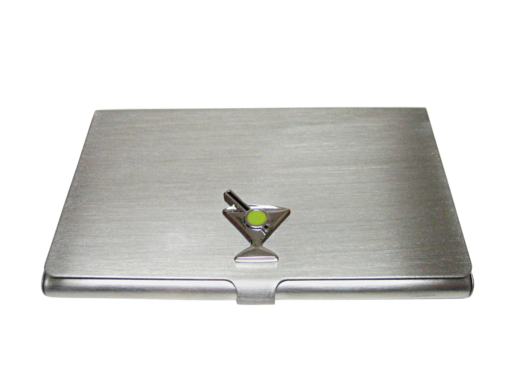 Silver Toned Martini Glass Business Card Holder