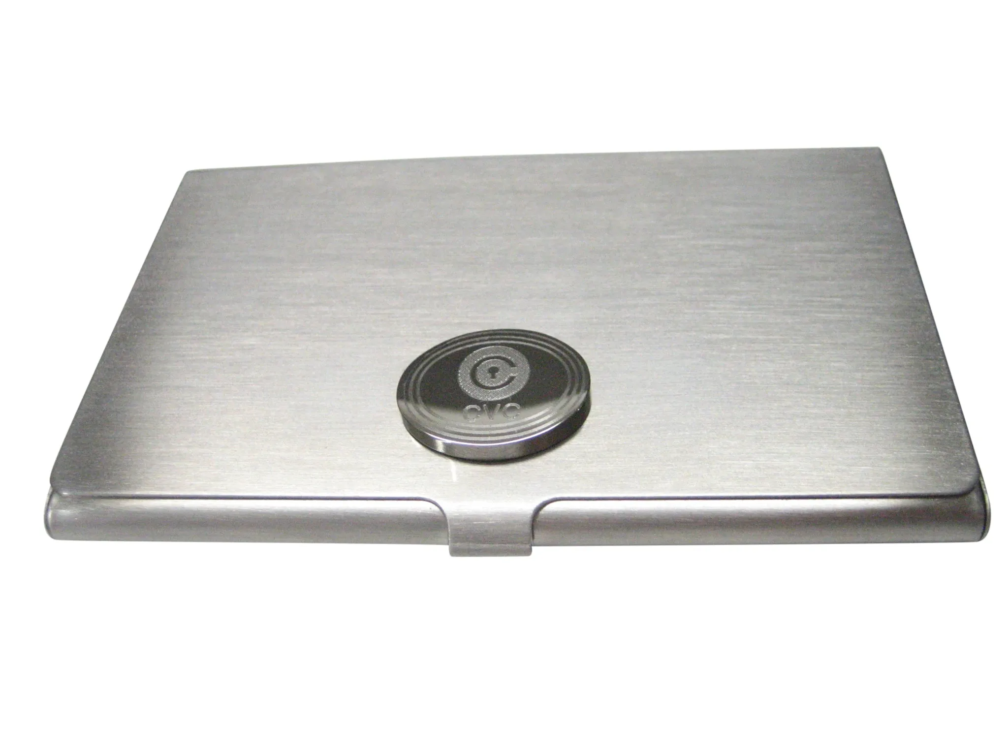 Silver Toned Oval Pendant Etched Civic Coin CVC Cryptocurrency Blockchain Business Card Holder