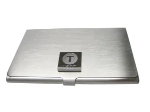 Silver Toned Square Etched Tether Stable Coin USDT Cryptocurrency Blockchain Business Card Holder