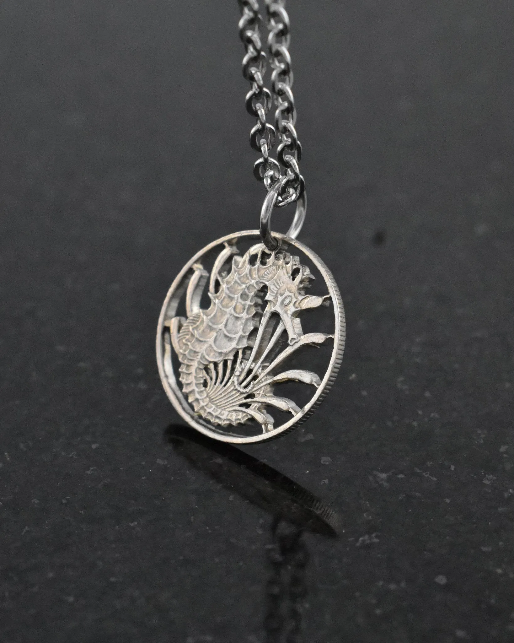 Singapore - Seahorse Cut Coin Pendant