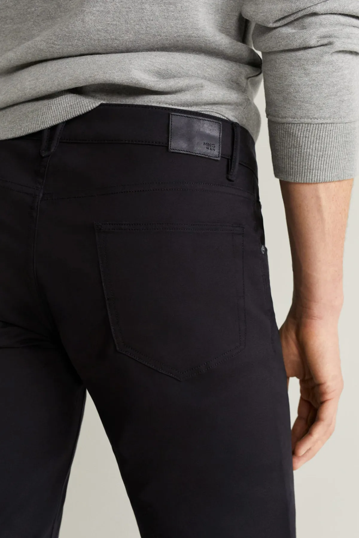 Slim Fit Denim-Effect Serge Trousers