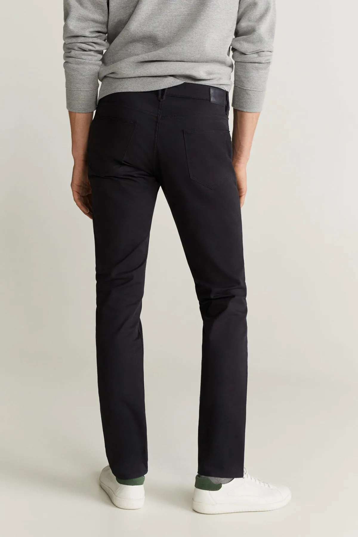 Slim Fit Denim-Effect Serge Trousers