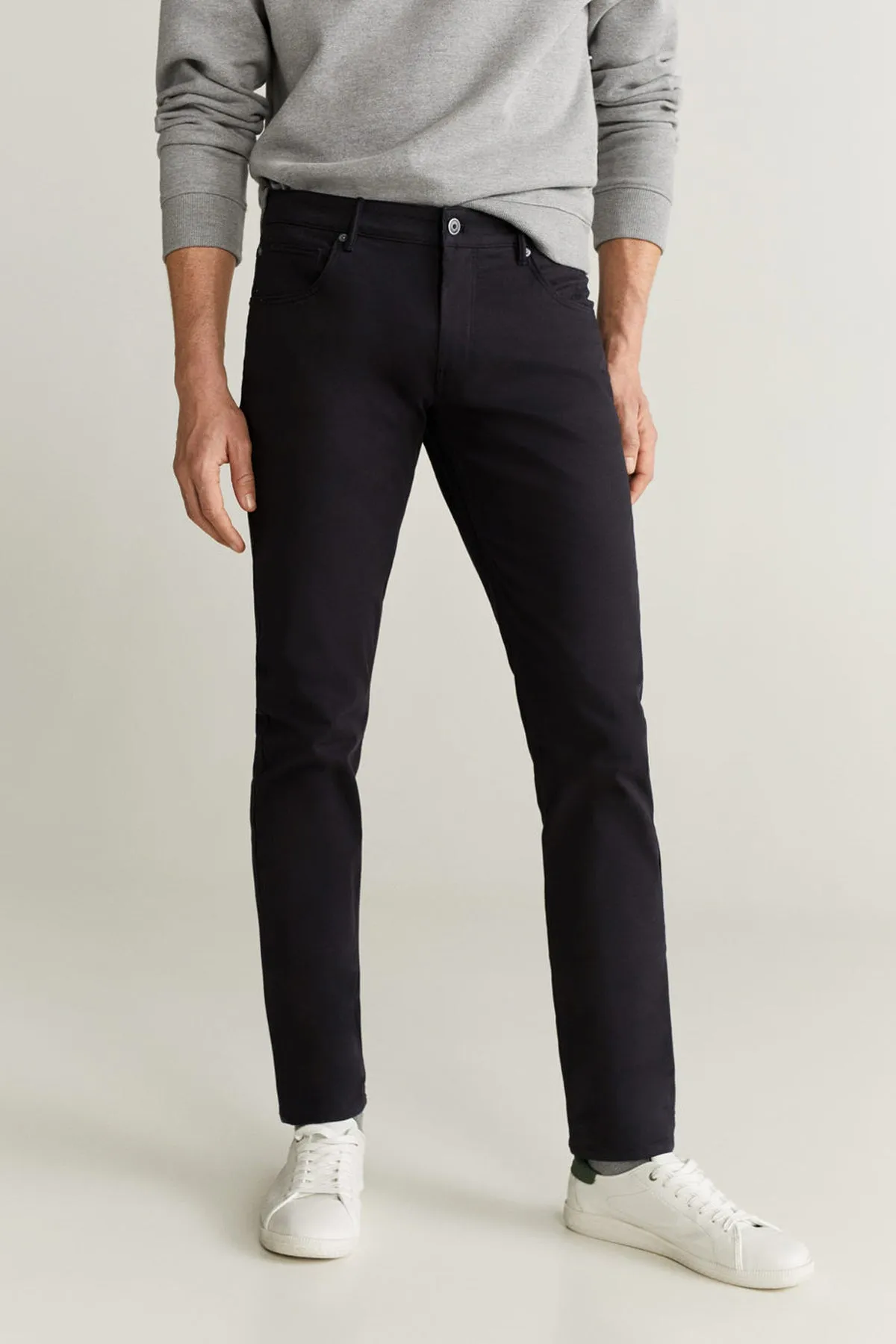 Slim Fit Denim-Effect Serge Trousers