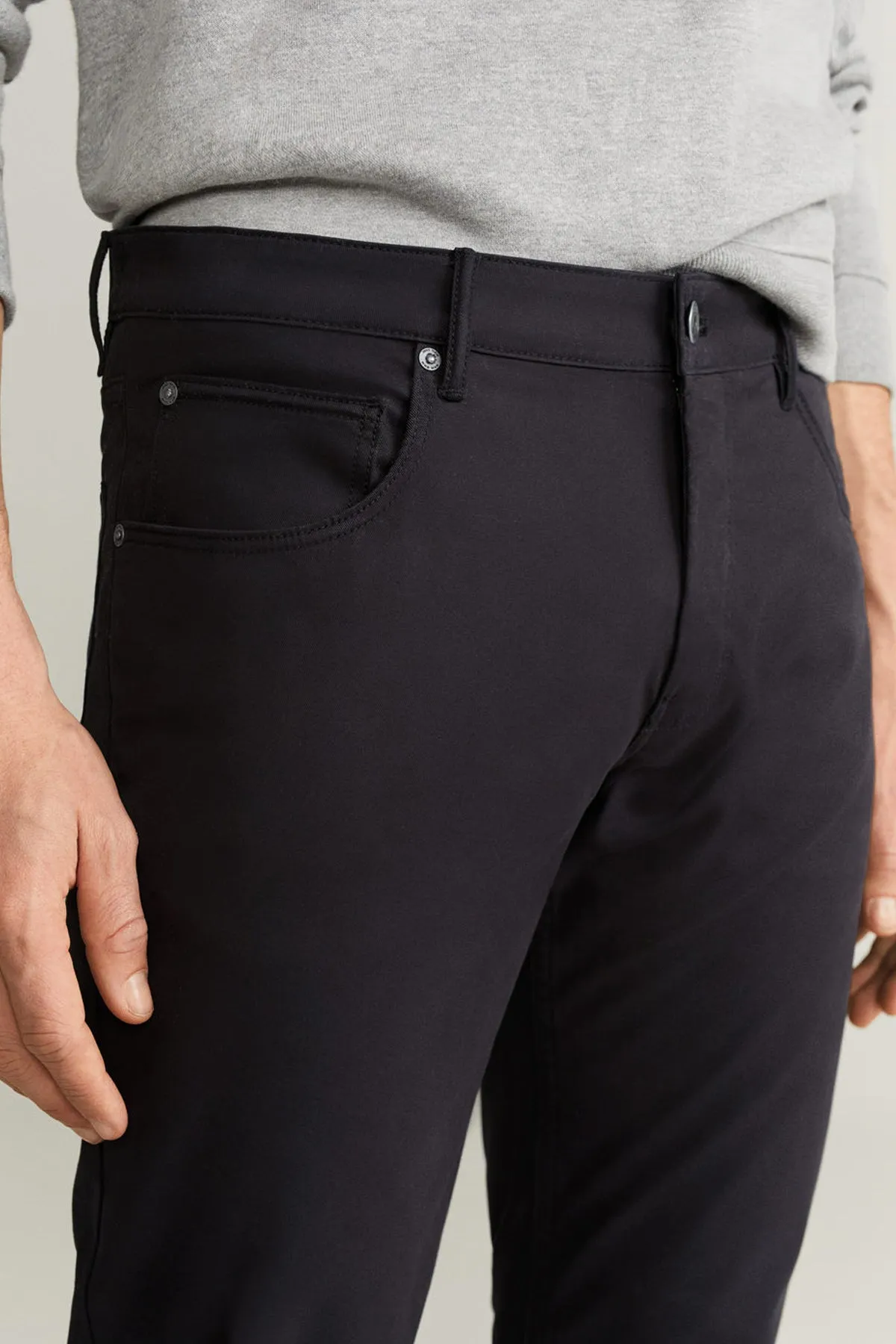Slim Fit Denim-Effect Serge Trousers
