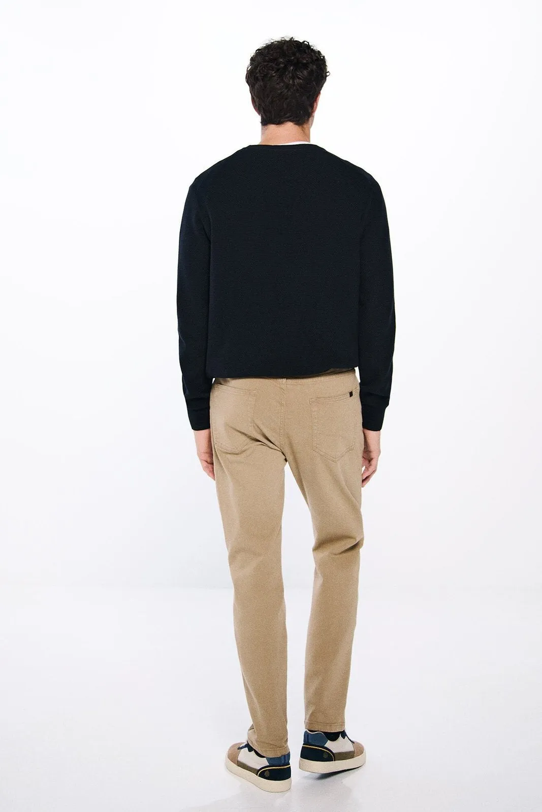 Slim fit washed colour trousers - Blue / Camel