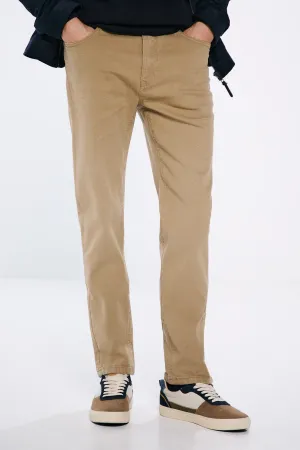 Slim fit washed colour trousers - Blue / Camel