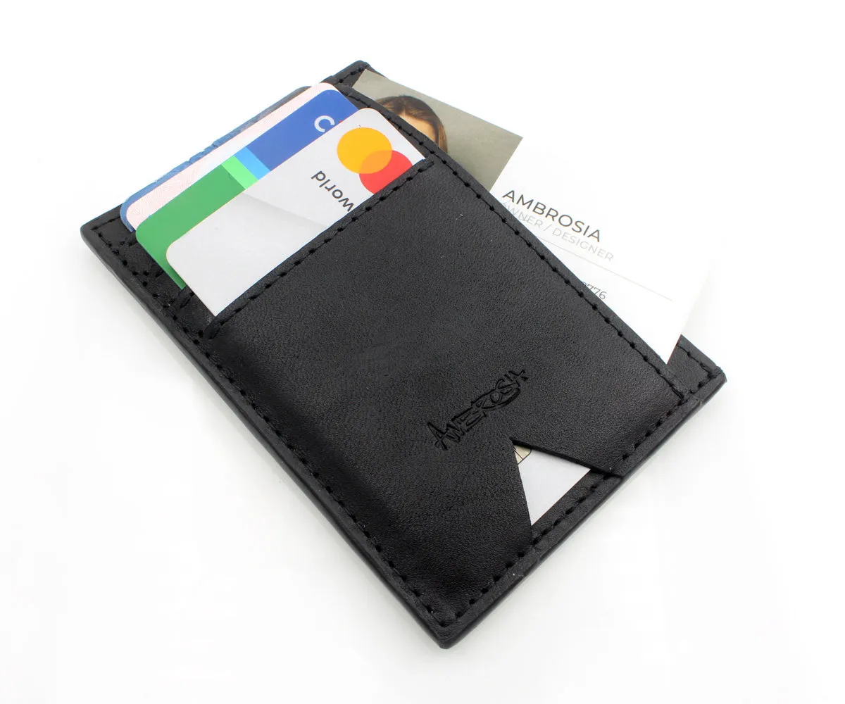 Slim Guy Front Pocket Black Leather Wallet