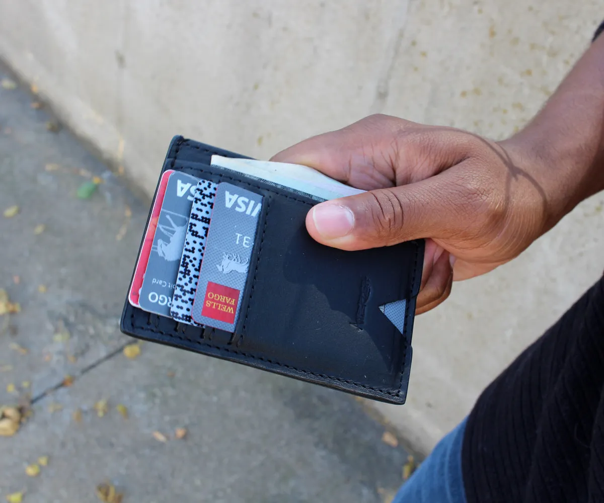 Slim Guy Front Pocket Black Leather Wallet