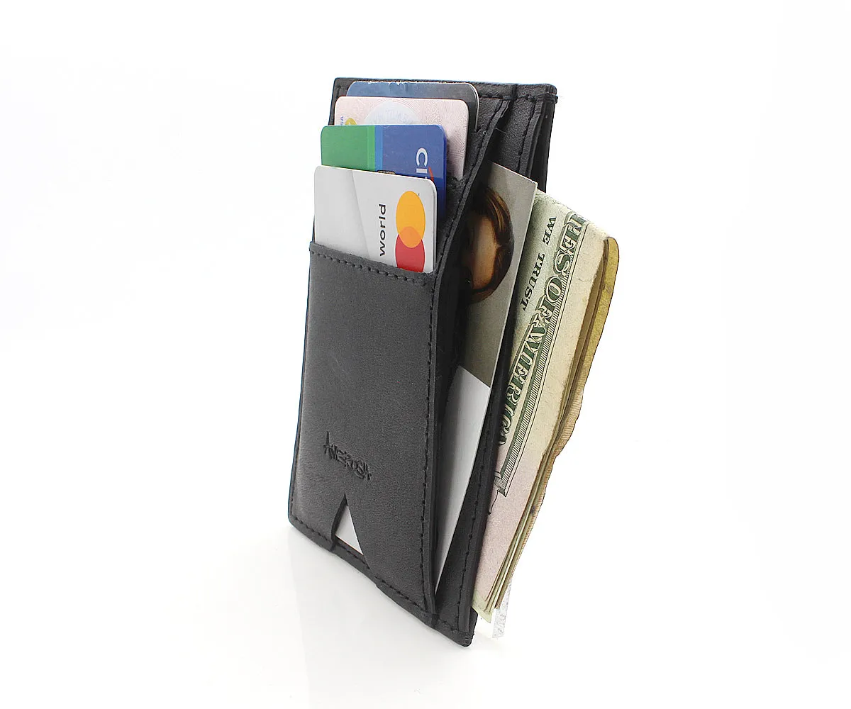 Slim Guy Front Pocket Black Leather Wallet