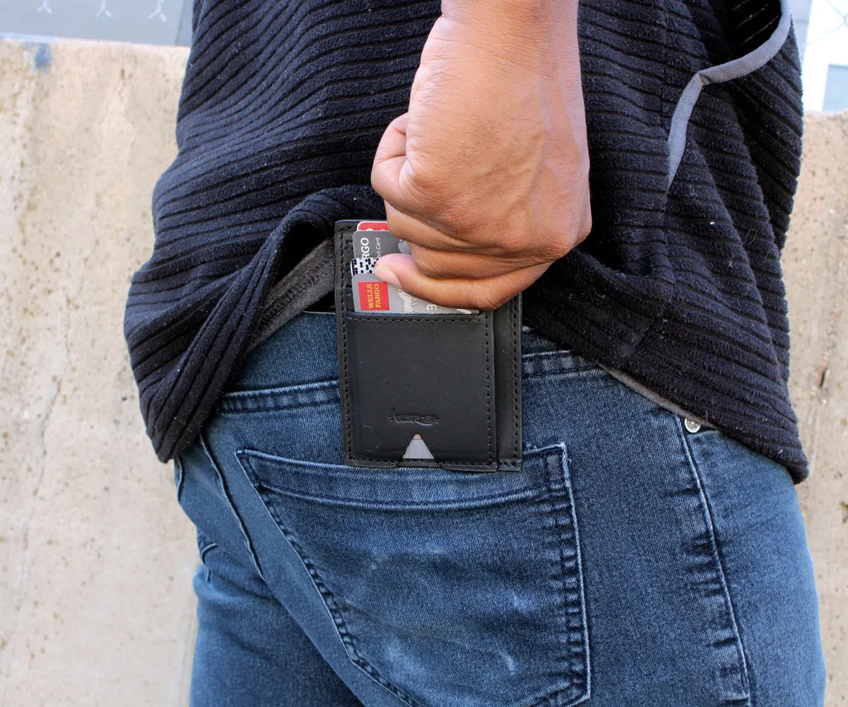 Slim Guy Front Pocket Black Leather Wallet