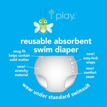 Snap Reusable Absorbent Swimsuit Diaper-Aqua (Min. of 2, multiples of 2)