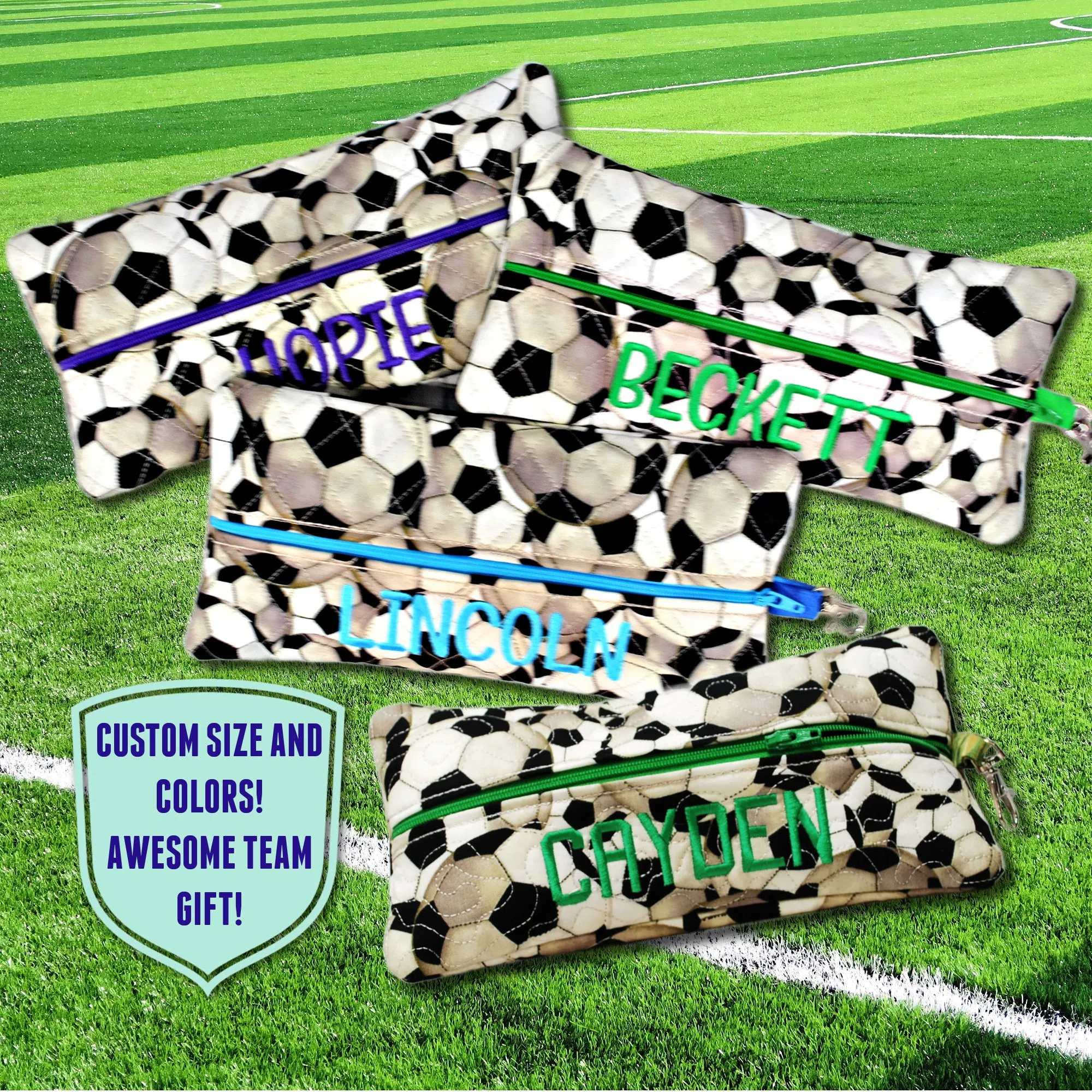 Soccer Personalized Quilted Pouch