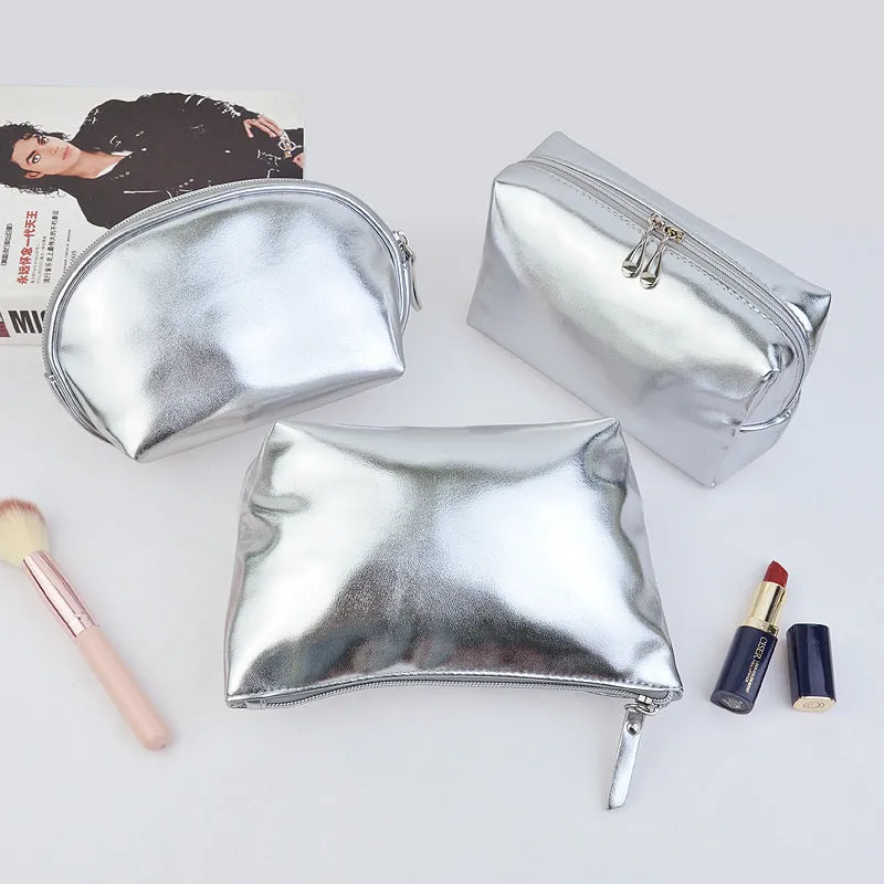 Soft Leather High-grade Three-piece Texture Waterproof Portable Object Cosmetic Bags