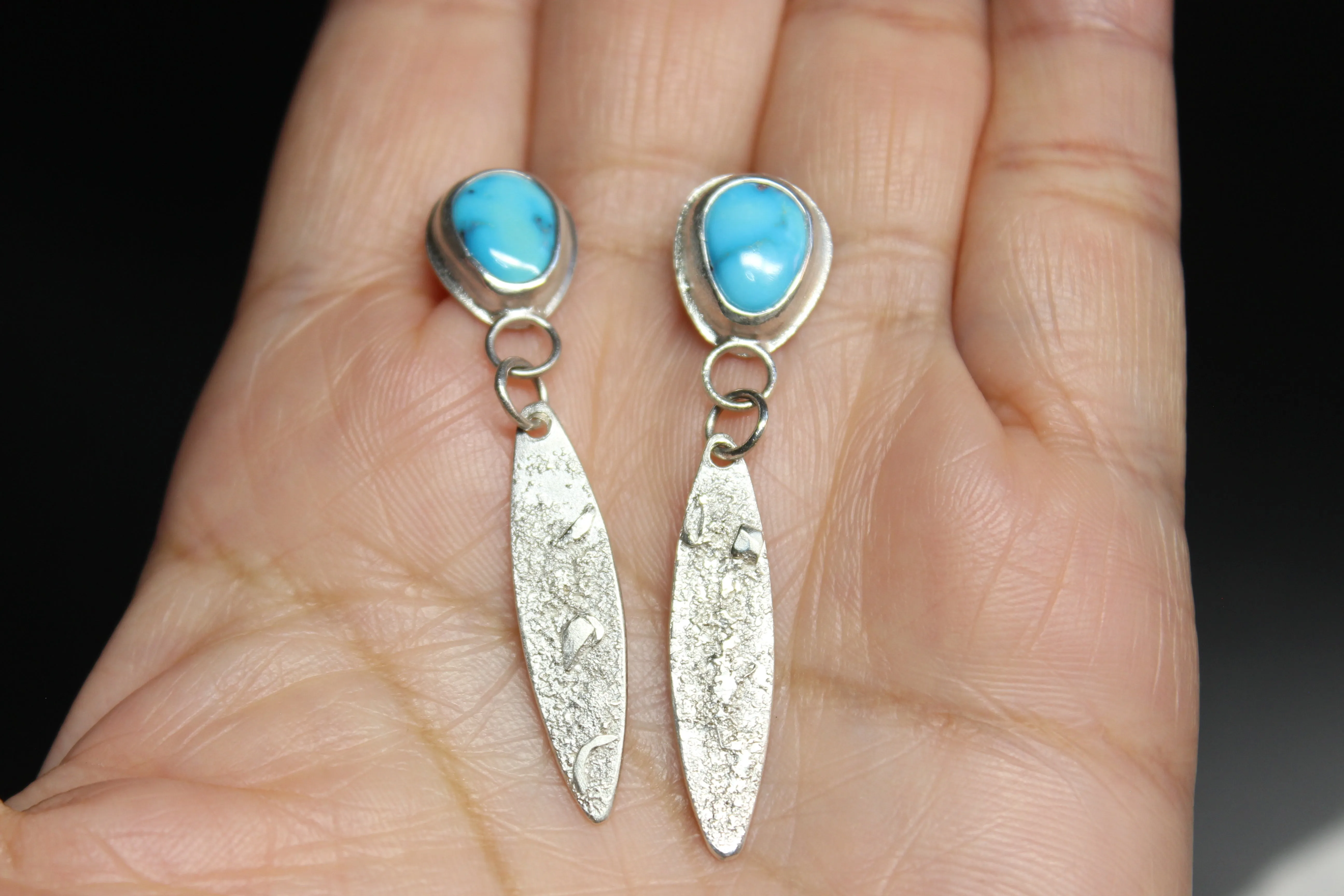 sonoran rose turquoise dangle earrings