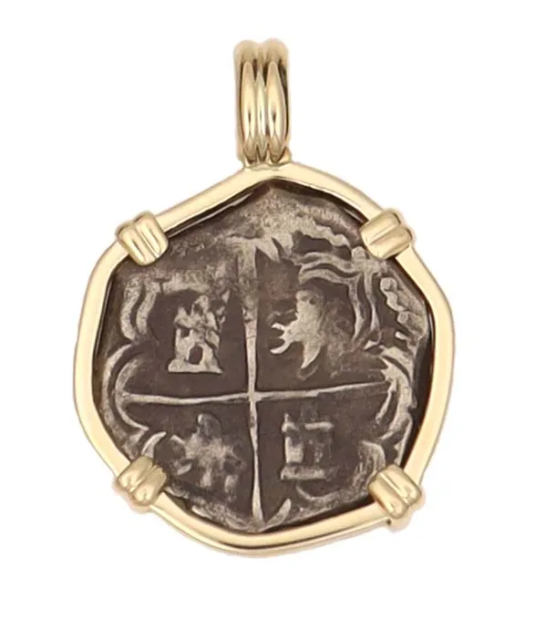 Spanish Silver Cob Two Reales Circa 1600 Coin Pendant
