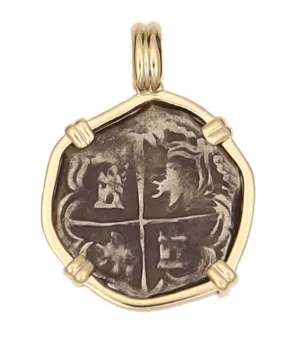 Spanish Silver Cob Two Reales Circa 1600 Coin Pendant
