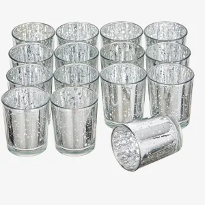 Speckled Silver Glass Tea Light Holders