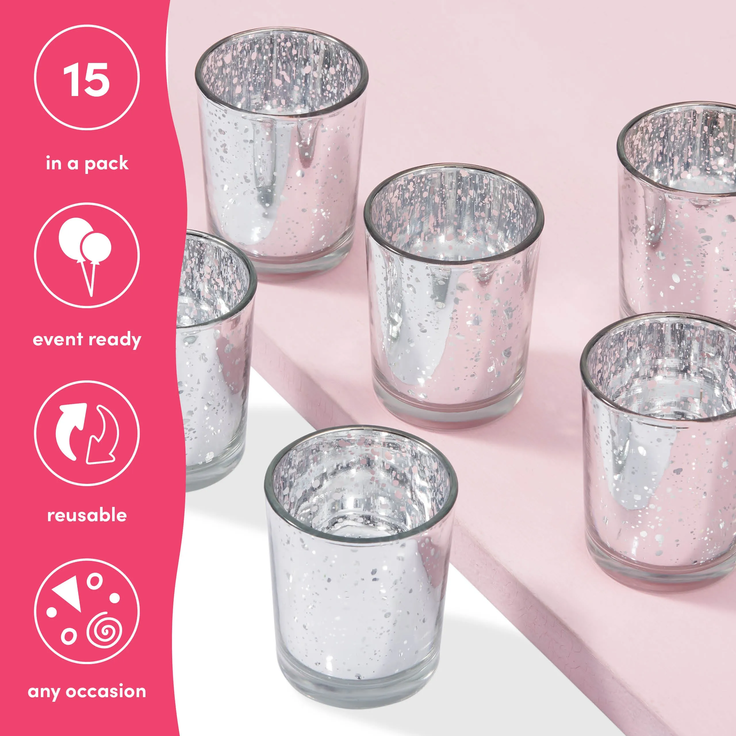 Speckled Silver Glass Tea Light Holders