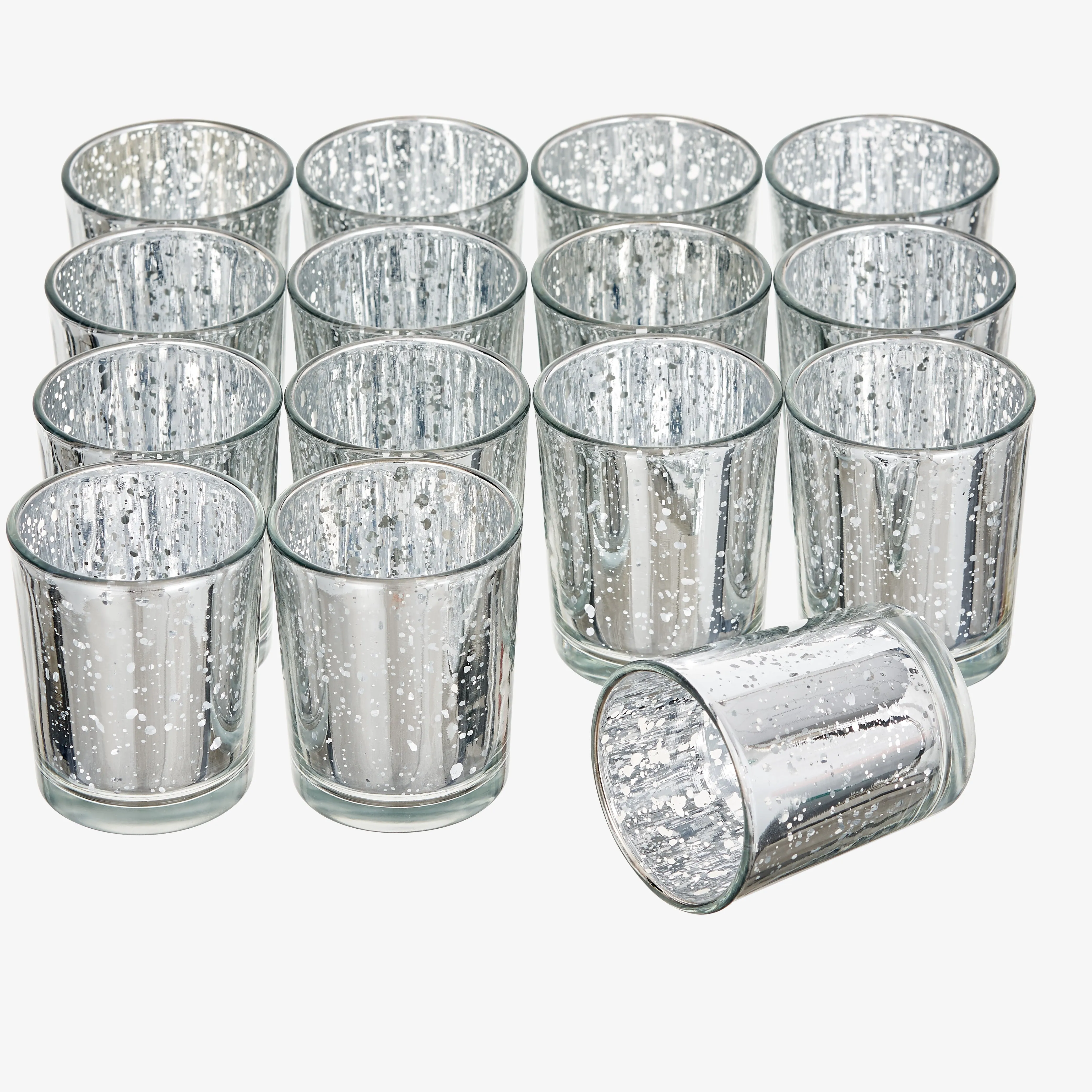 Speckled Silver Glass Tea Light Holders