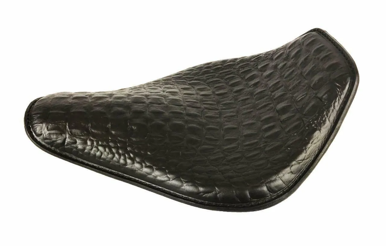 Spring Seat Chopper Bobber Harley Sportster 10x13 Black Gator Snub Nose Leather