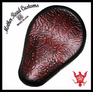Spring Seat Chopper Bobber Harley Sportster Hond 10x13 Ant Red Oak Leaf Leather