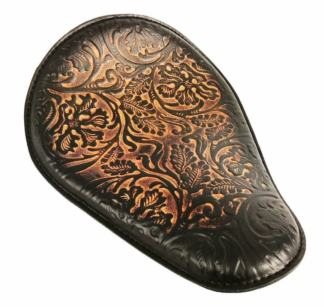 Spring Seat Chopper Bobber Harley Sportster Hond 11x14 Ant Brn Oak Leaf Leather