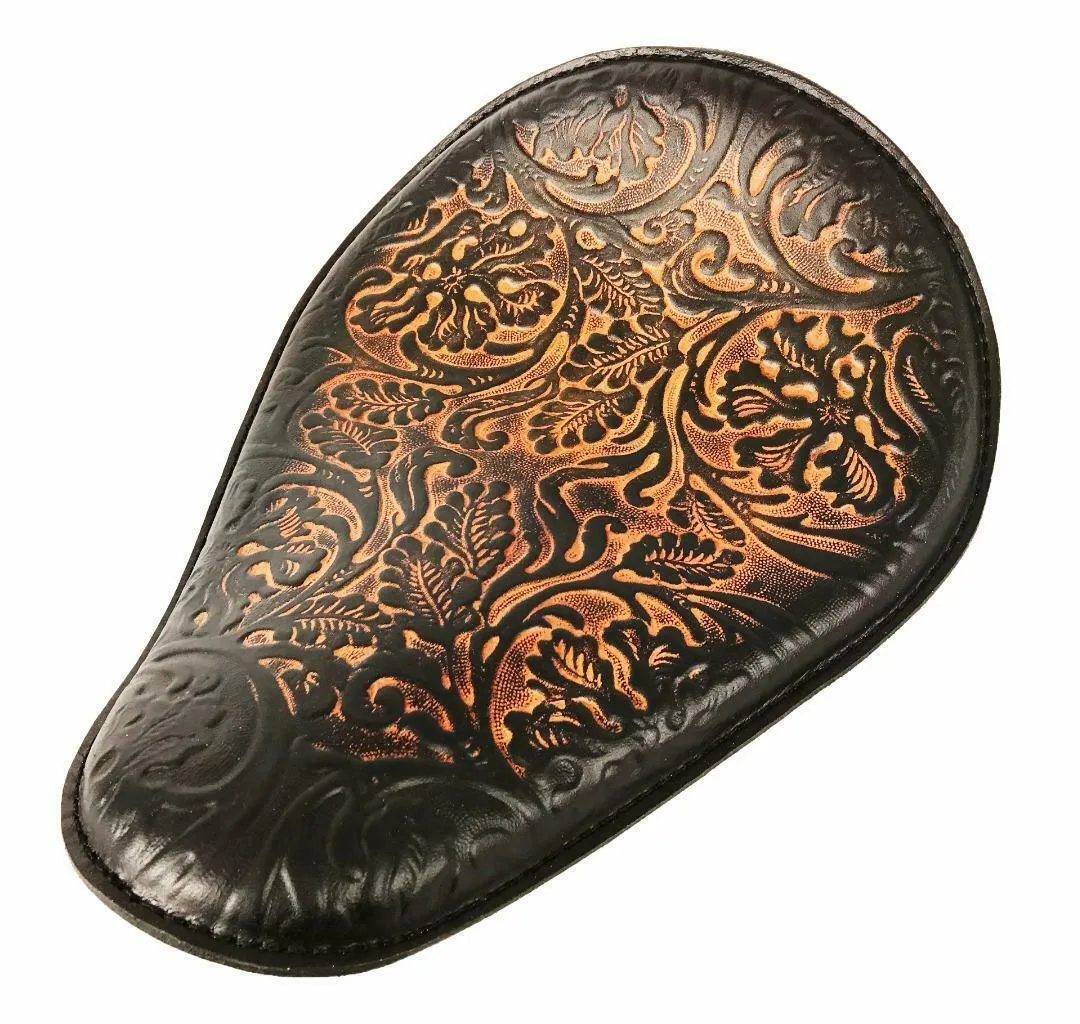 Spring Seat Chopper Bobber Harley Sportster Hond 11x14 Ant Brn Oak Leaf Leather