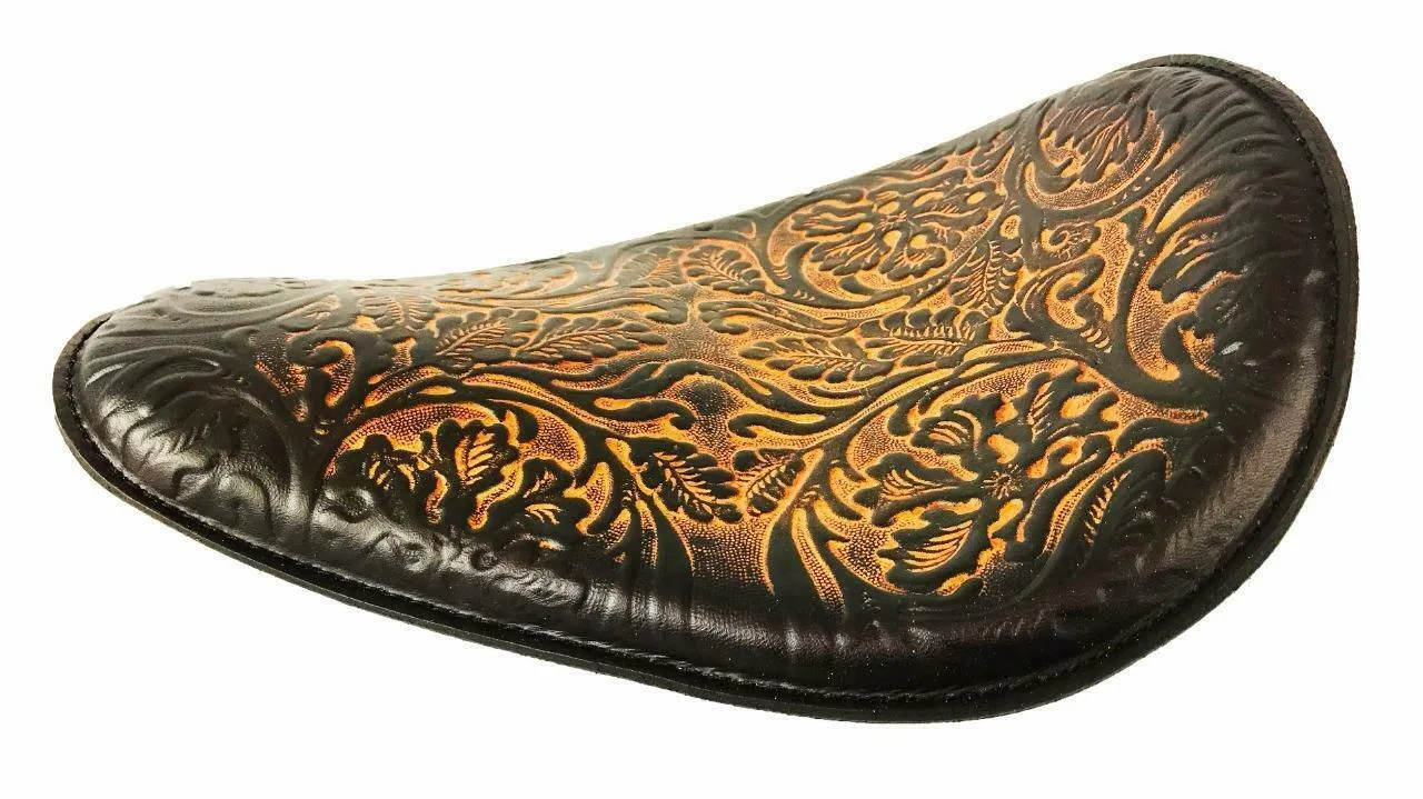 Spring Seat Chopper Bobber Harley Sportster Hond 11x14 Ant Brn Oak Leaf Leather