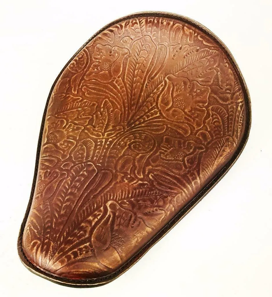 Spring Seat Chopper Bobber Harley Sportster Honda 10x13 Brn Dis Tooled Leather