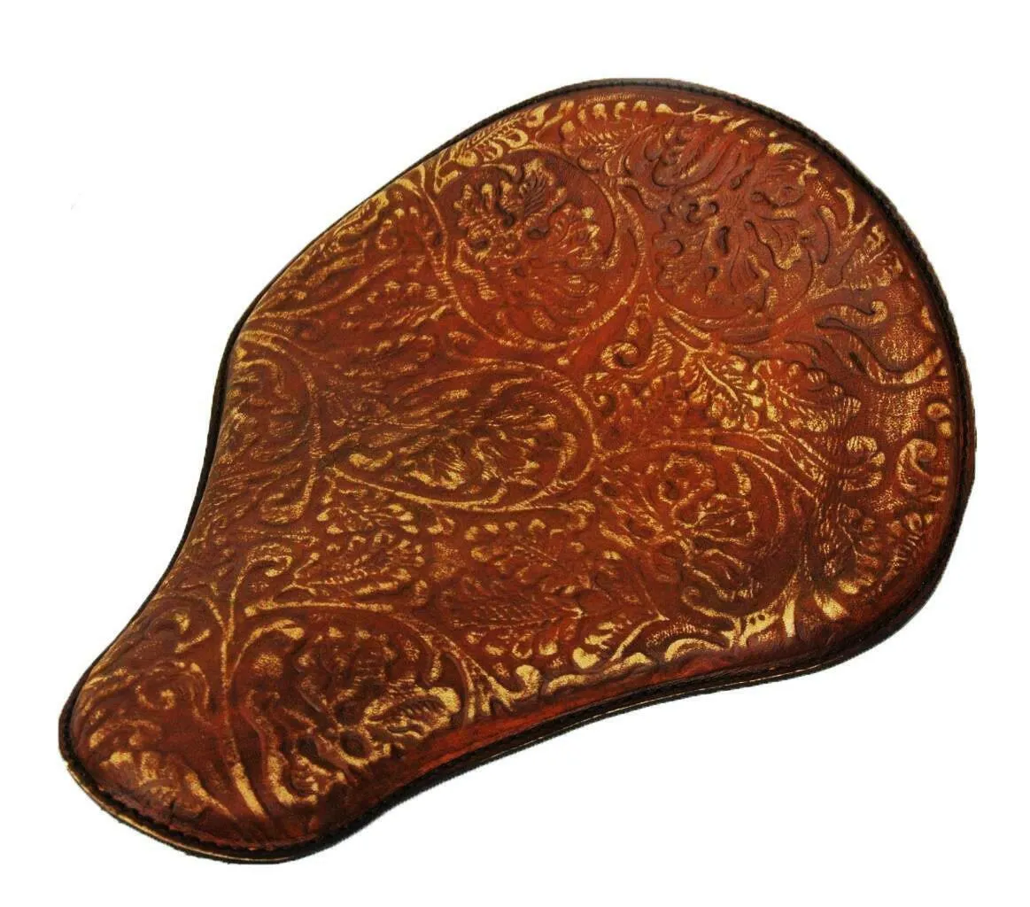Spring Solo Seat Chopper Sportster Harley Honda 12x13" 201 Brn Dist Oak Leaf