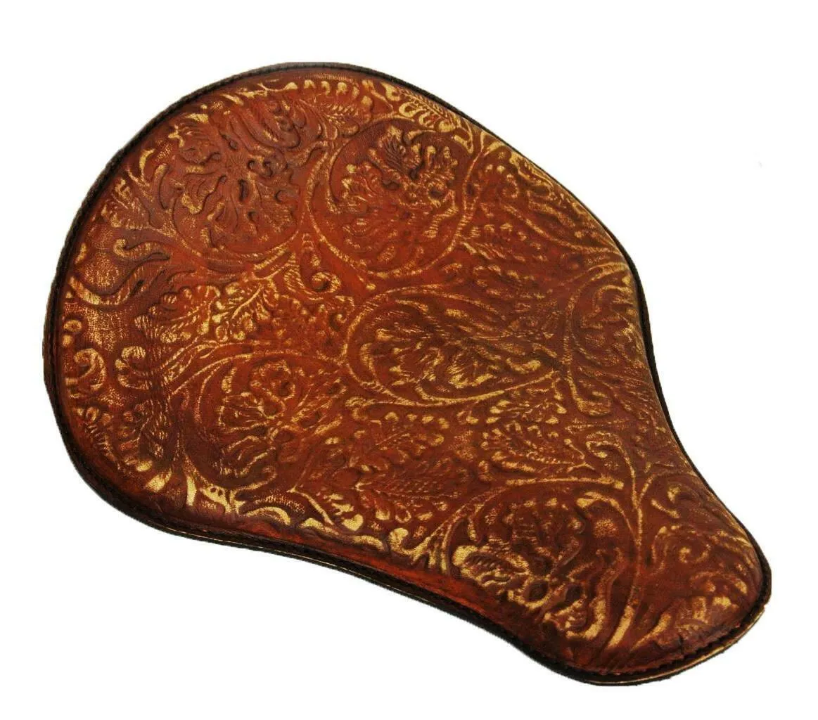 Spring Solo Seat Chopper Sportster Harley Honda 12x13" 201 Brn Dist Oak Leaf
