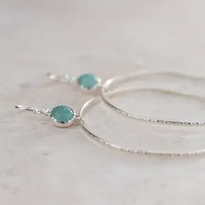 Sterling Silver Gemstone Dot Hoop Earring Amazonite