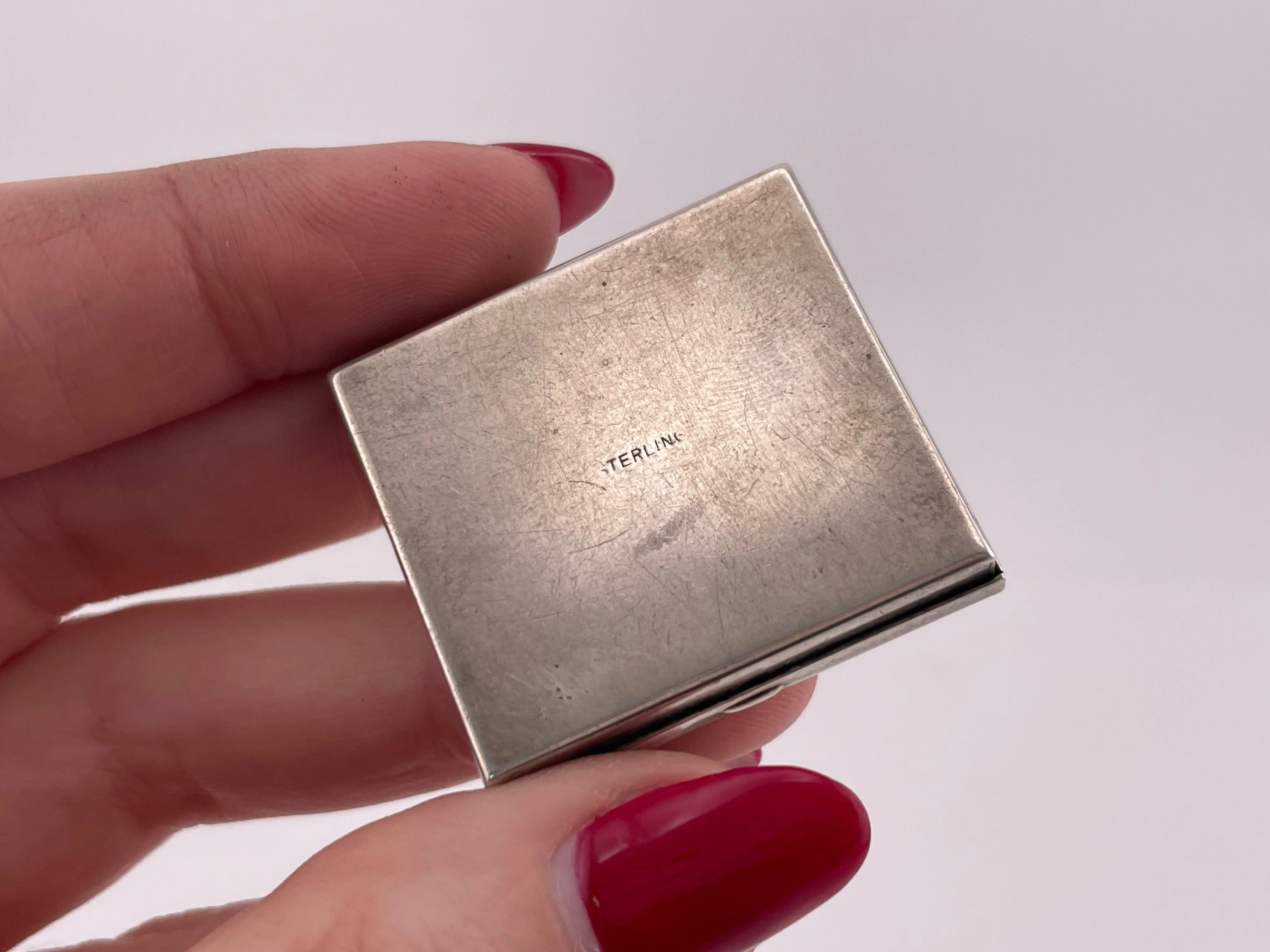 sterling silver L.E.M. initials pill compartment box