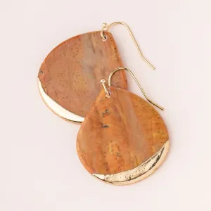 Stone Dipped Teardrop Earring: Petrified Wood